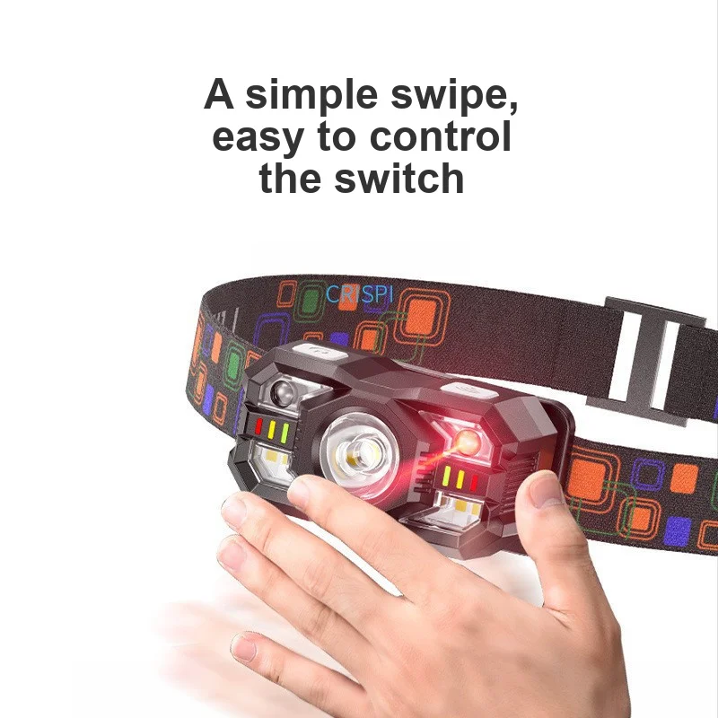Multifunctional Strong Light LED Induction Headlamp Protective USB Rechargeable for Outdoor Night Fishing Hiking Running Long