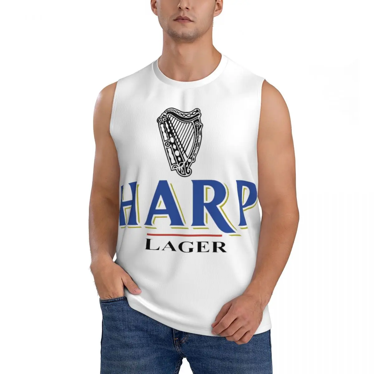 Harp By Guins Men Sleeveless Tank Tops Quick Dry Breathable Gym Fitness Running Summer Casual Sport Vest