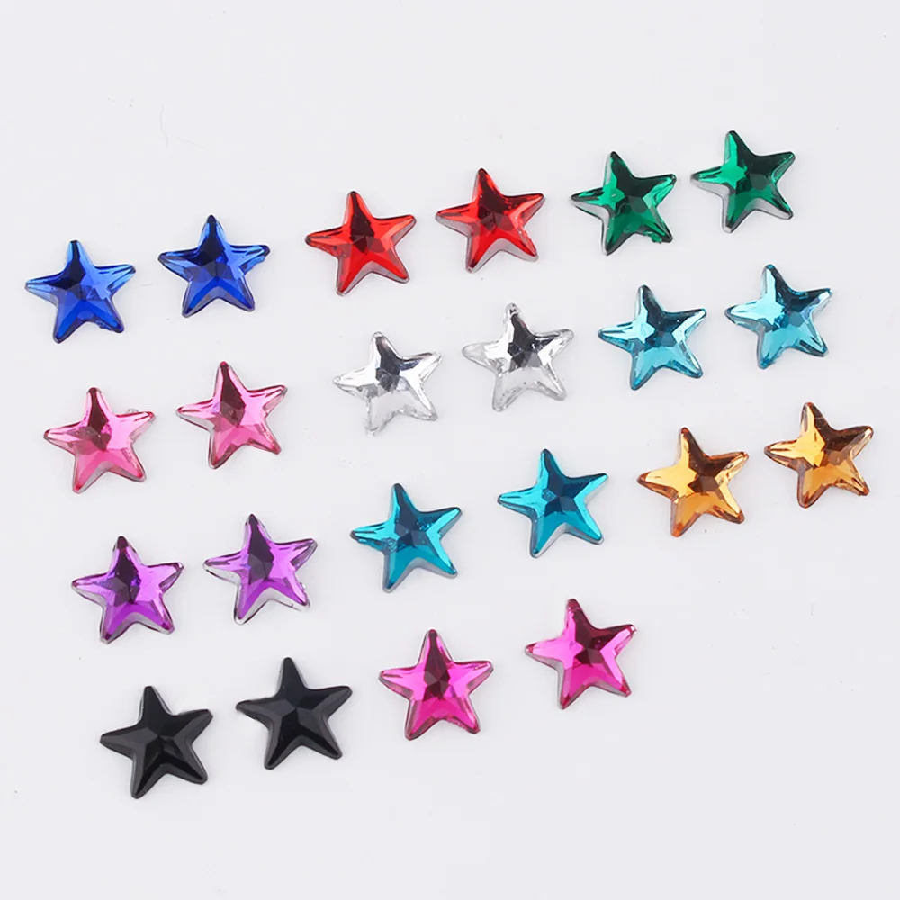 Star-like strass para nail art, 5mm, 20pcs, rivoli, forma de estrela, diamantes de cristal, encantos, diy, artesanato, acessórios