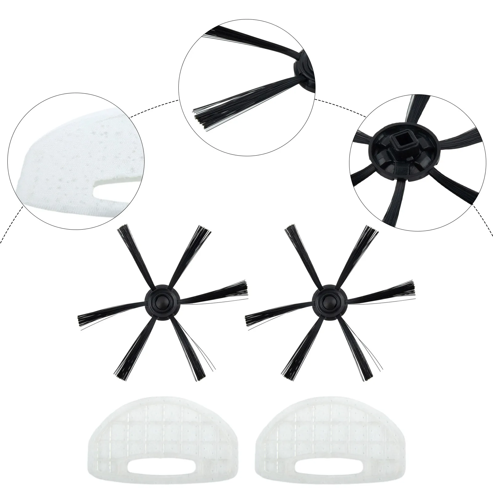 Brush Filter Kit Dust Filters For Mini Robot Model Side Brush Smart Models.round Shape Vacuum Cleaner Brand New