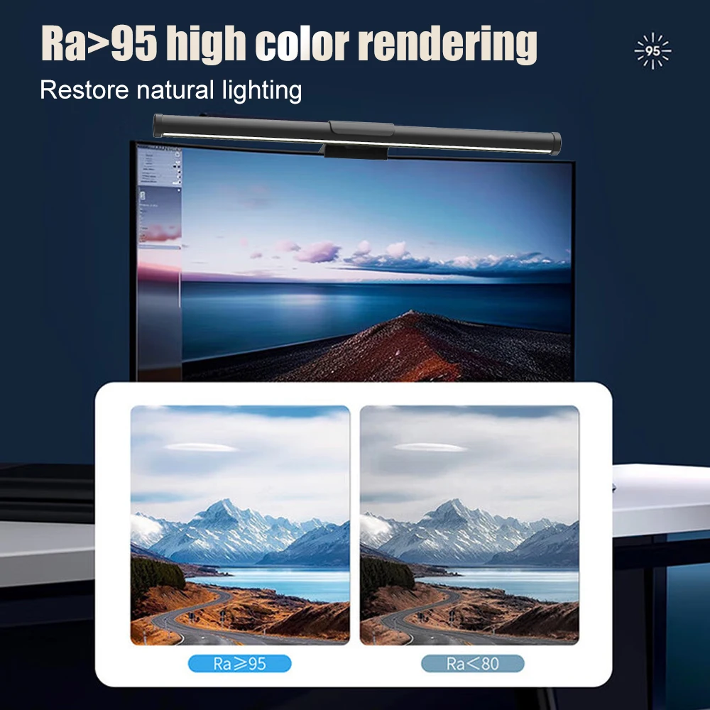 Wiscolor การดูแลตาหน้าจอแขวนไฟ LED คอมพิวเตอร์จอแสงบาร์ Stepless Dimming USB Powered สำหรับการศึกษางานสำนักงาน การอ่านเกม 44 ซม.