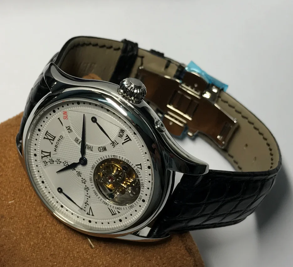 Механические мужские часы с турбийоном ST8004, многофункциональные часы с большим циферблатом и датой, водонепроницаемые механические часы