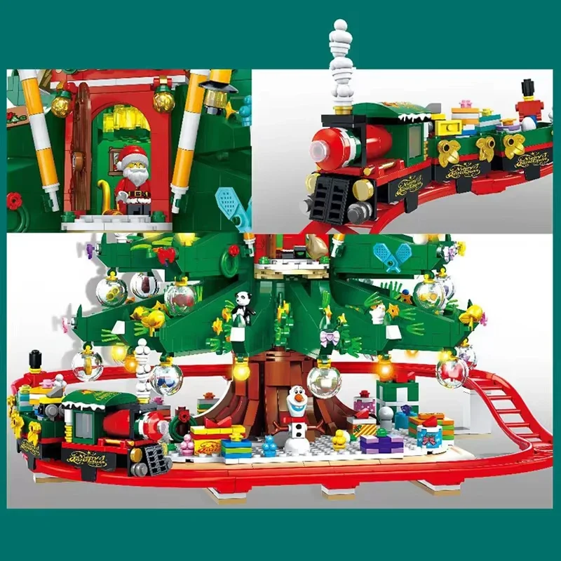 Big LED albero di natale Building Blocks Street View Model on Lights House Train Subway assemblaggio fai da te mattoni giocattolo per i regali dei ragazzi