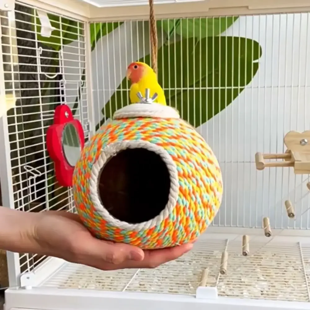 

Birds House Wear-resistant Coconut Husk Bird Cages Comfortable Bite Resistant Hamster Bed Mini Hanging Squirrel Bed Nest Stand