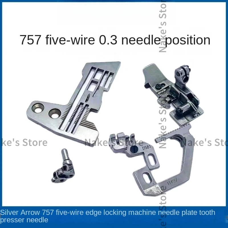 1set Gauge Set Needle Plate D581 H497 Feed Dog 5-Thread Needle Clip Presser Foot 0.3 for Jack 795 768 Siruba 757 Overlock Sewing