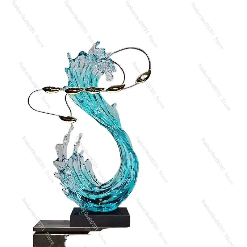 

Transparent Resin Sculptured Ornaments Modern Hotel Lobby Villa Living Room Crafts
