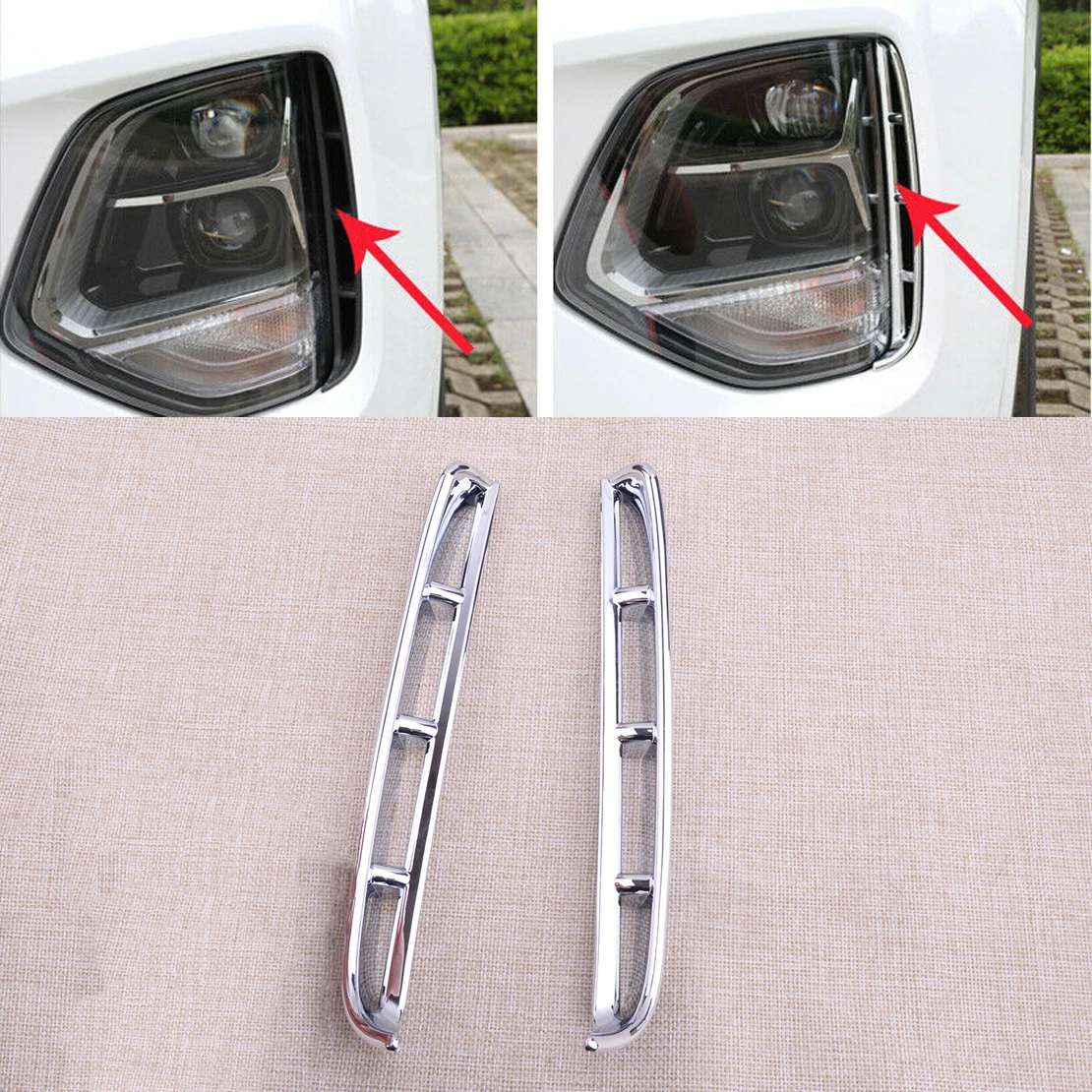 Car Headlight Lamp Air Inlet Cover Trim Decoration Fit For Hyundai Santa Fe 2020 2019