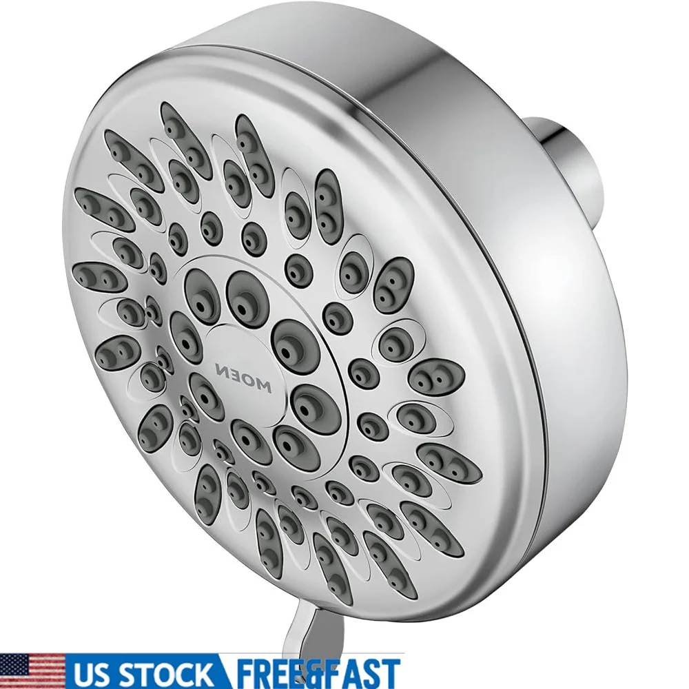 

Пятифункциональная душевая насадка высокого давления, 2,5 галлонов в минуту, круглая хромированная насадка, высокопроизводительная насадка для душа, мощное ополаскивание и настраиваемая