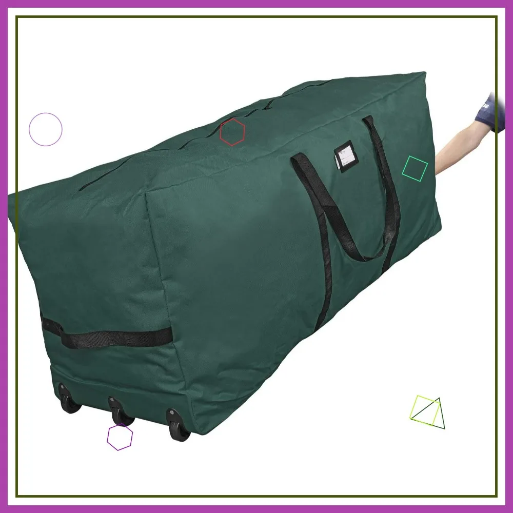 

Сумка-чехол для хранения елки на колесах, очень большая, для елок до 9 футов, прочный контейнер с колесами и ручками (зеленый)