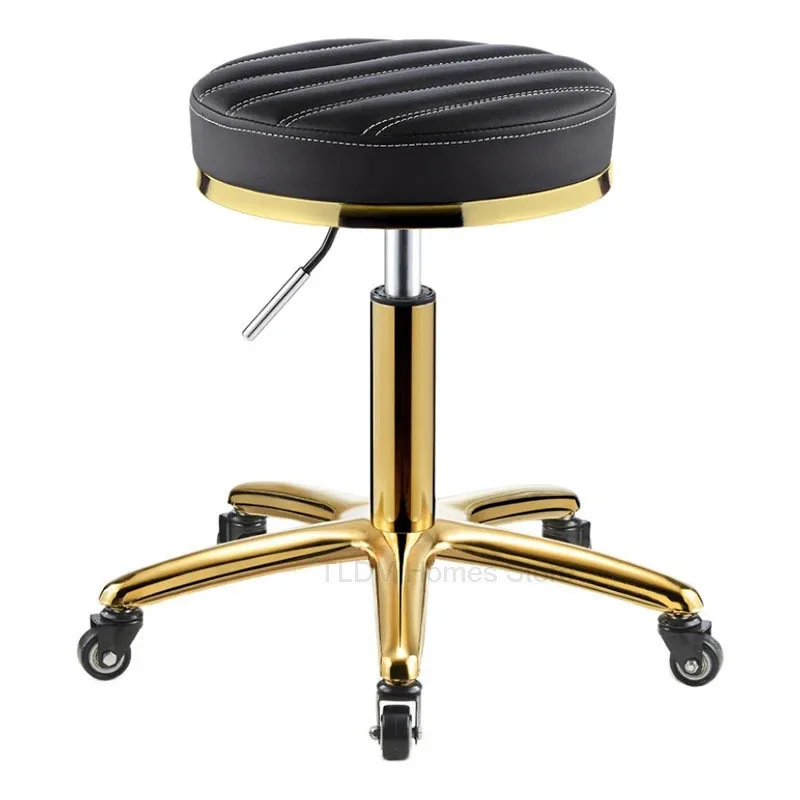 

Nordic Leather Work Stool Salon Furniture Beauty Salon Round Stool with Wheels Professional Barbershop Hairdresser chair 의자