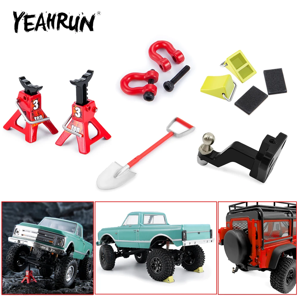 YEAHRUN Simulated Shovel Wheel Slip Stopper Tow Trailer Hook Jack Stand for TRX-4M 1/18 Axial SCX24 1/24 RC Car Decoration Tools