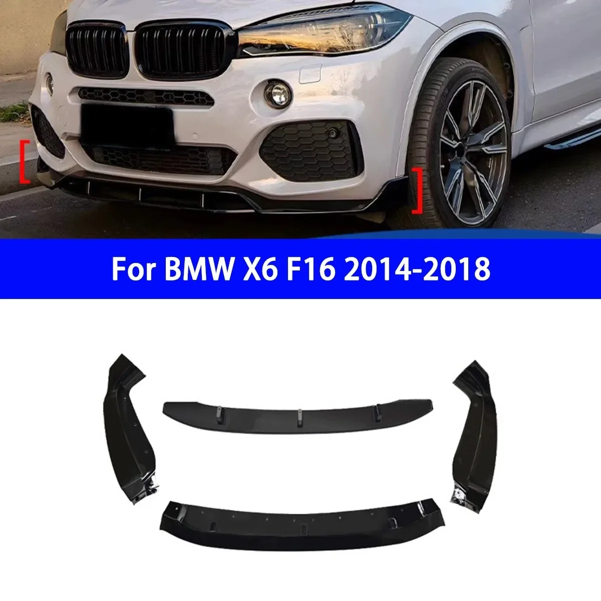 Suitable for BMW X6 F16 2014-2018 M Sport Black Knight with 4-section Front Lip Installation