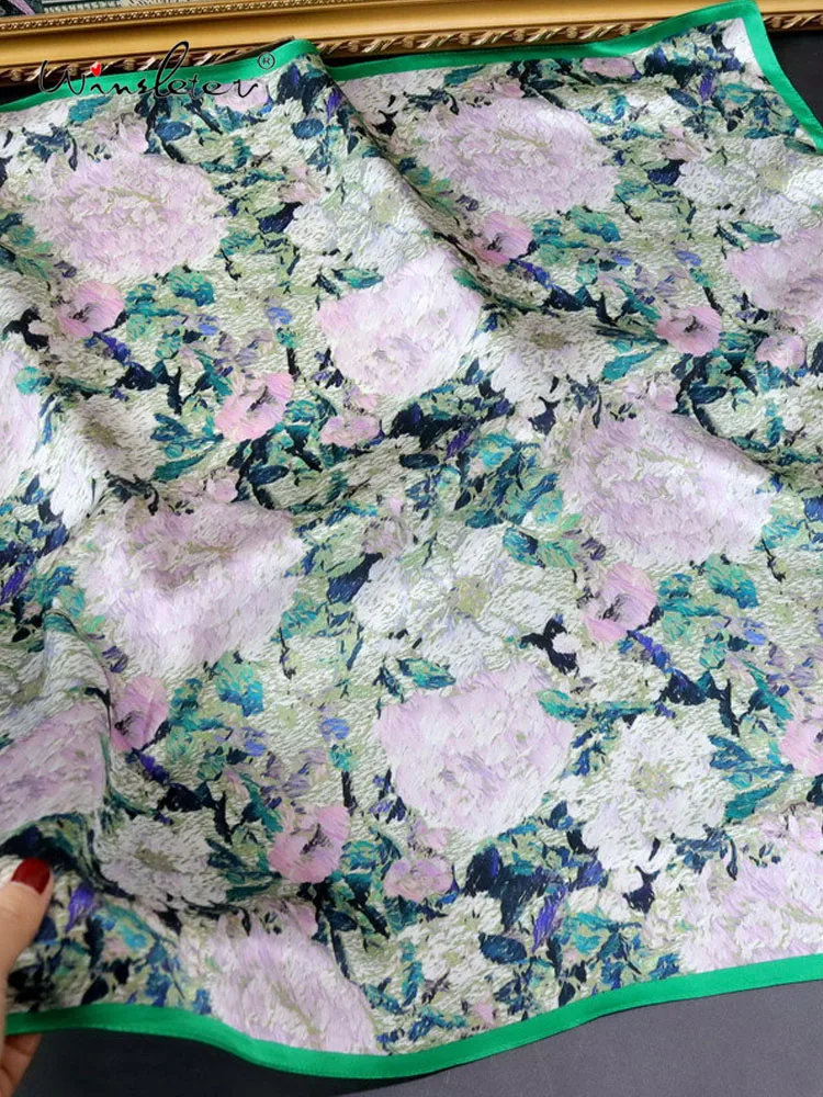 

Winsleter-Women 100%Real Silk Elegant Scarf, 68*68CM Oil Painting, Mom Gifts Retro Temperament Scarves, 2025 Autumn New A58311CC