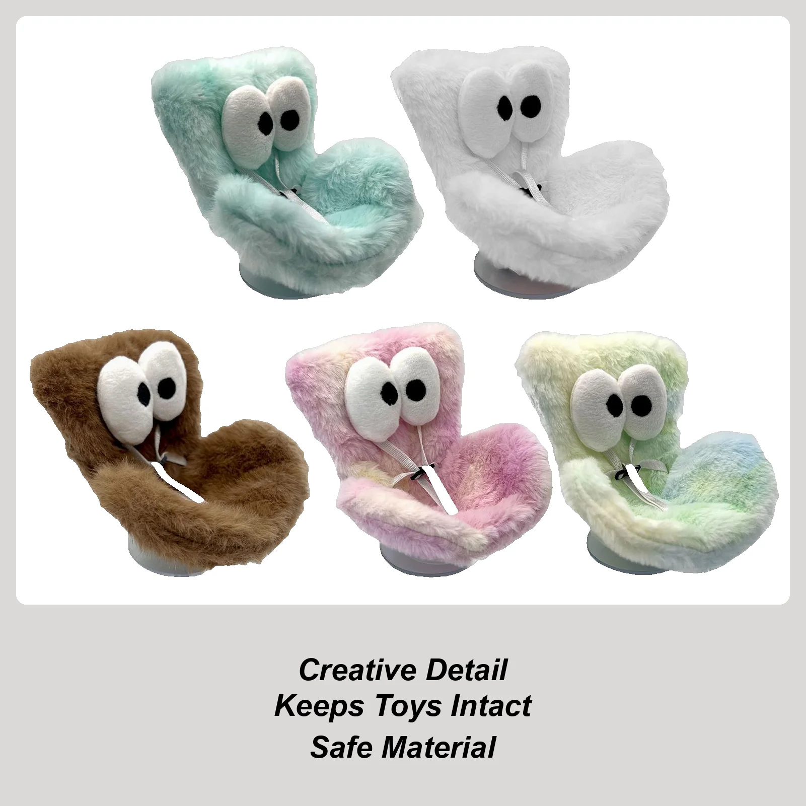 

Кукольное автокресло, милый дизайн с большими глазами, плюшевая подушка для стула, игрушечное автокресло для детей, малышей, игра в вентиляционное отверстие, коллекционная витрина