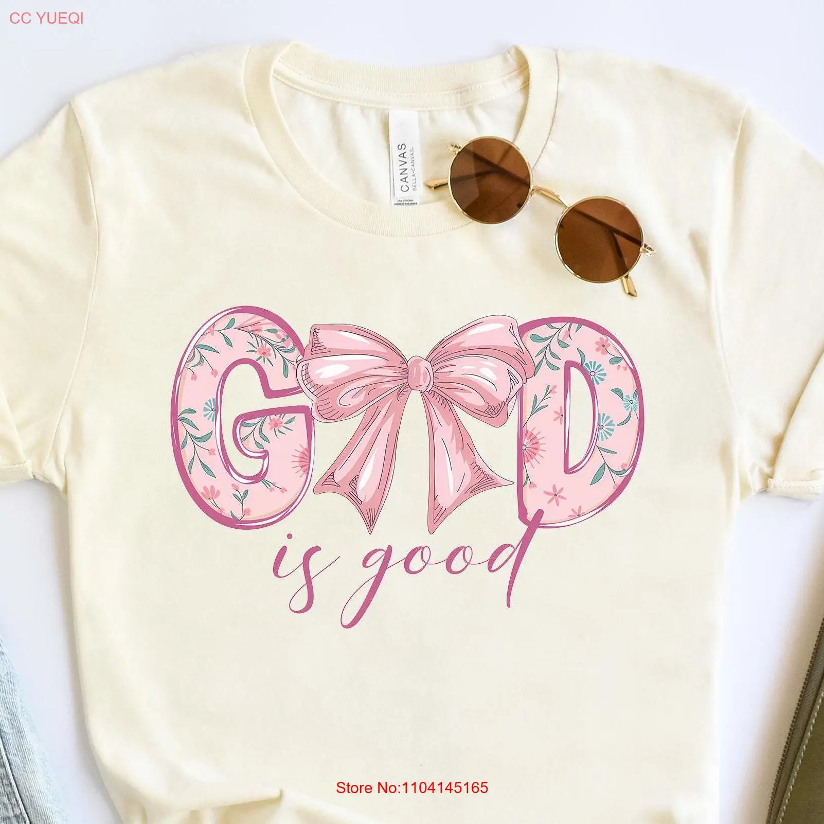 

Футболка God is Good Религиозная розовая кокетка с бантом Эстетический стих Библии Любитель церкви Христианская одежда Иисус