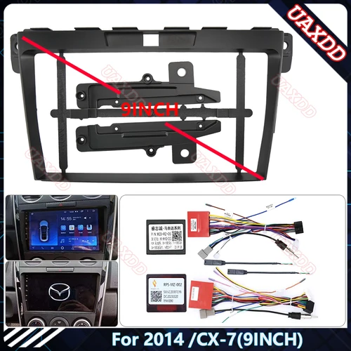 Radio con GPS para coche, reproductor multimedia con Android, pantalla de audio estéreo, 9 pulgadas, cables de navegación, marco de arnés, para Mazda 2014 CX-7
