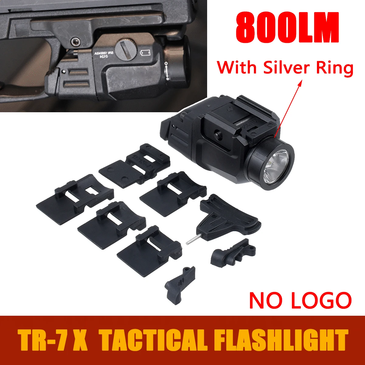 

TR-7 X Light with Batteries 800 Lumens Hunting TR7 X Airsoft Flashlight Includes High, Low Paddle Switches Fit 20mm Rail Lantern