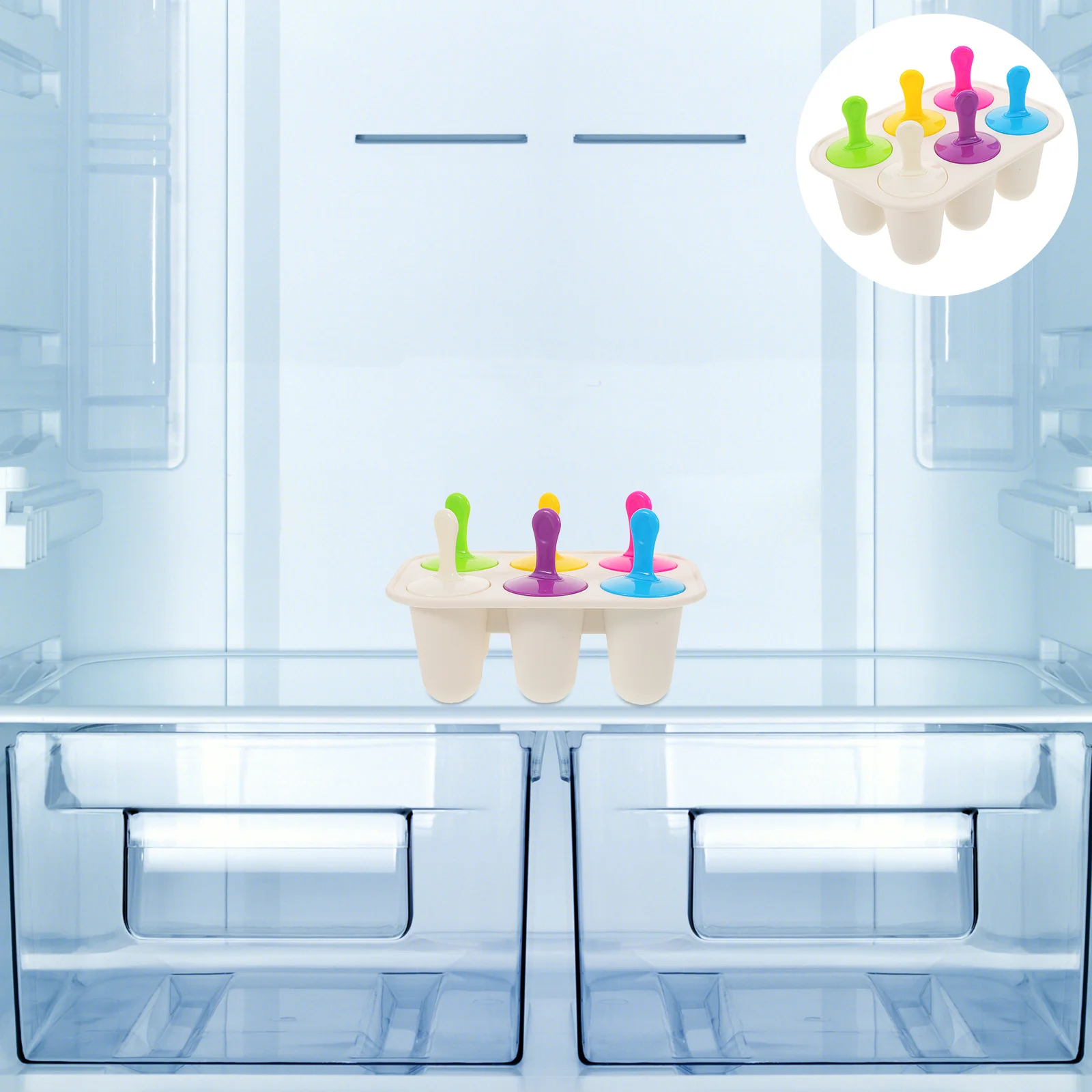 

1Set Ice Pop Molds 6-Cavity Silicone Vertical Tray with Lid for Homemade Popsicles Easy Release Freeze Pop Holders Ice Cream