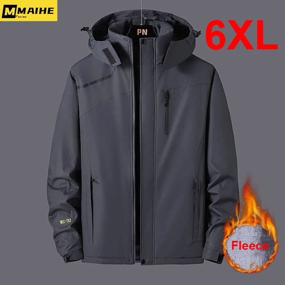 

Gorpcore Mens Windbreaker Jacket Plus Size Waterproof Coat Spring Autumn Fleece Jackets Coats Male Outdoor Outerwear Solid Color