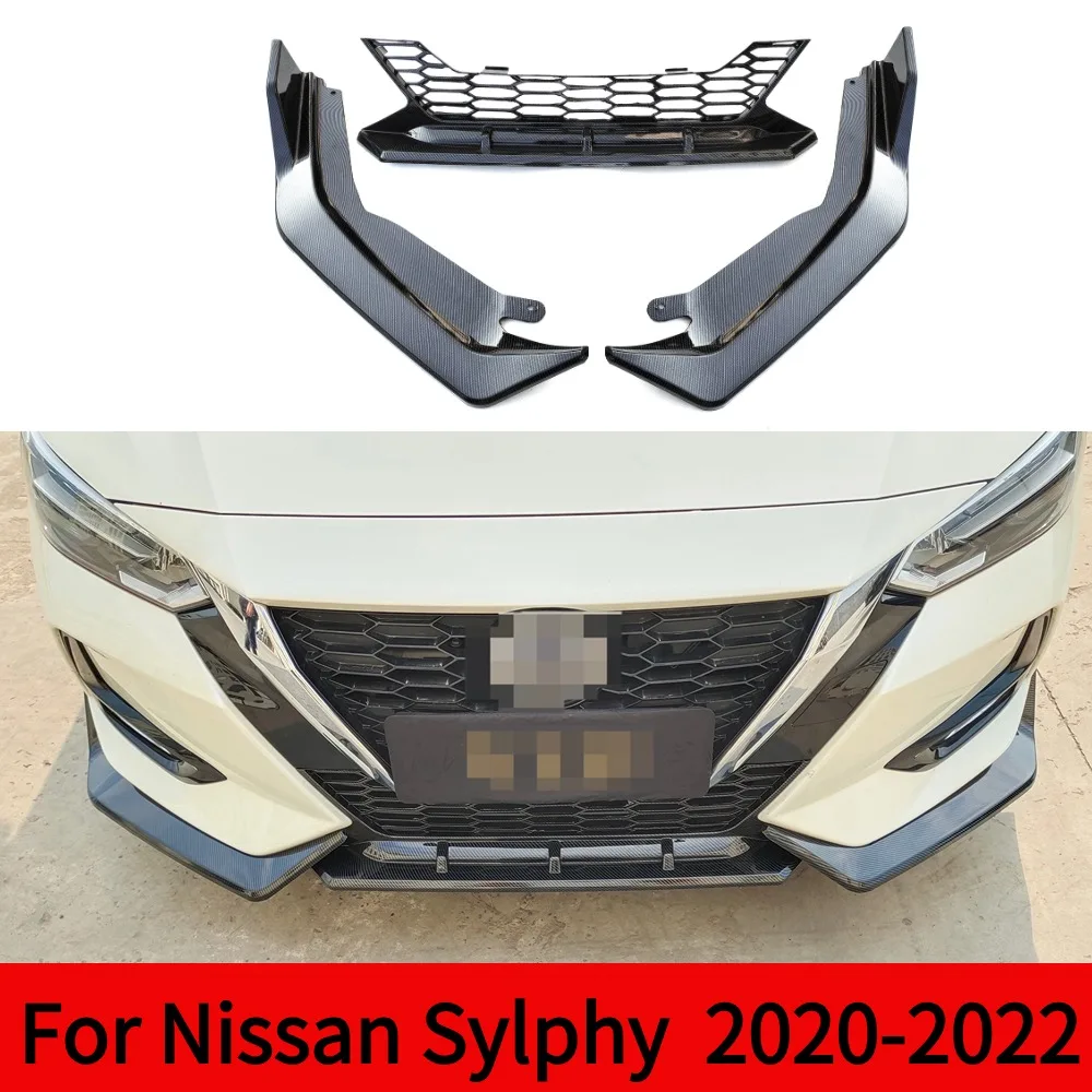 

For Nissan Sylphy 2020 2021 2022 Front Bumper Lip Splitter Side Apron Body Kit Deflector Protector Car Accessories