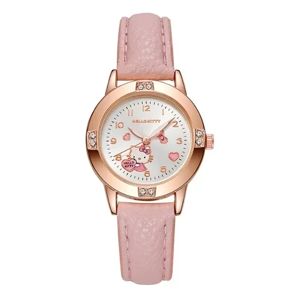 Sanrio-Reloj de pulsera de Hello Kitty para mujer, reloj de cuarzo Kawaii Kuromi Cinnamoroll, informal, a la moda, para Cumpleaños de niños y niñas