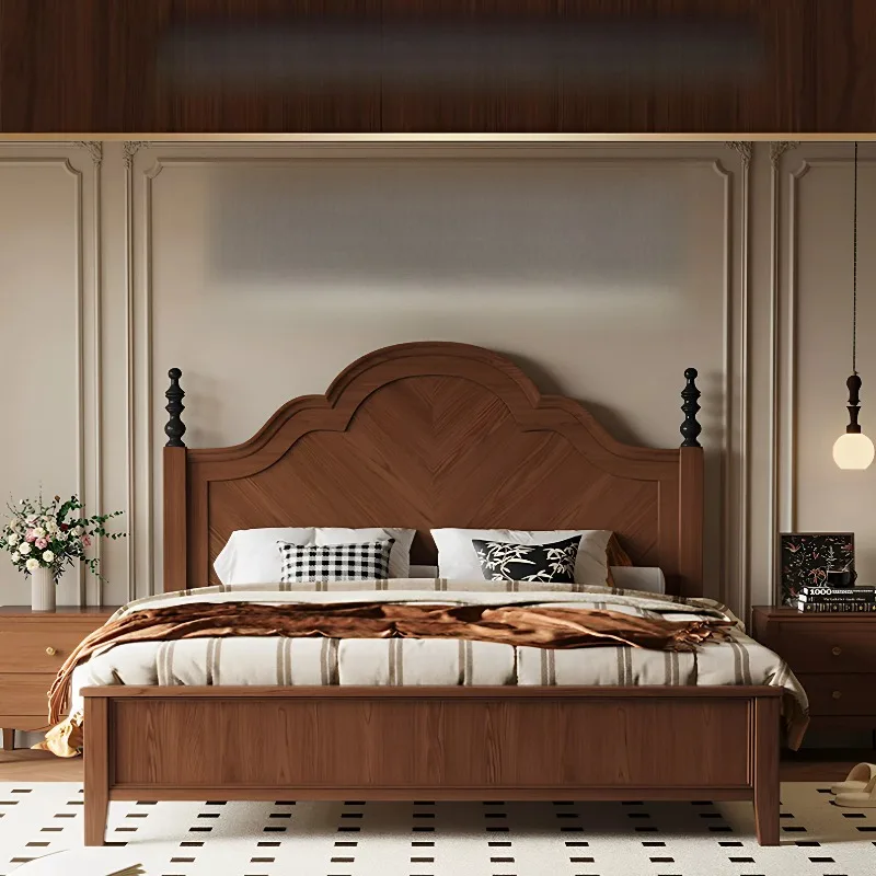 Queen Size Sleeping Bed Frame Drawer Wooden Fancy Nightstands Bed Unique Vintage Muebles Para El Hogar Bedroom Furniture