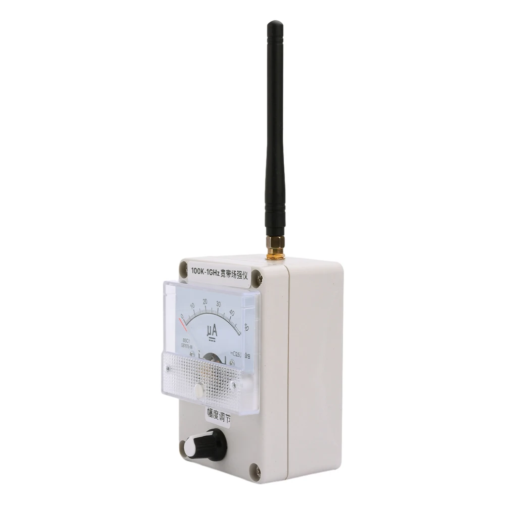 RF Signal Level Meter Dial Type 100KHz 1000MHz Field Strength Indicator Meter with Antenna Suitable for Radio Antenna Radiation