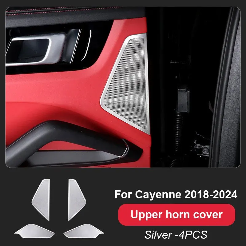 Car Door Horn Protection Cover Audio Speaker Decorative Modification Part For Porsche Cayenne 2018 2019 2020 2021 2022 2023 2024