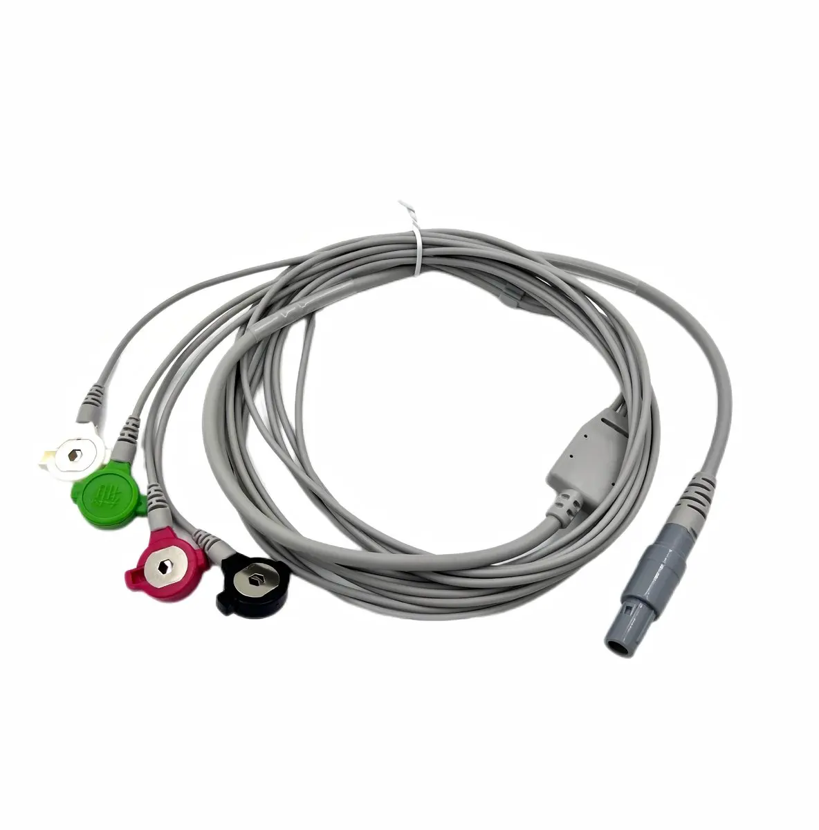 3-Lead Clip Type 2.8m ECG Cable - Adult TPU - for Cardiac Telemetry Monitoring - CE - Model 0004