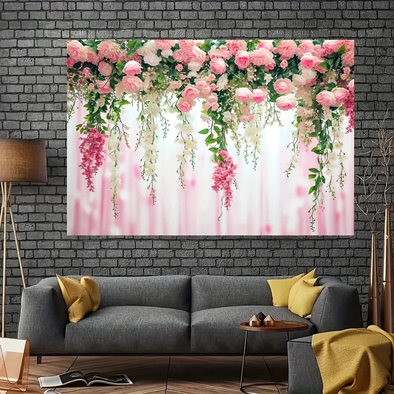 Pink curtain floral photo background Wedding bride background Great birthday studio party props