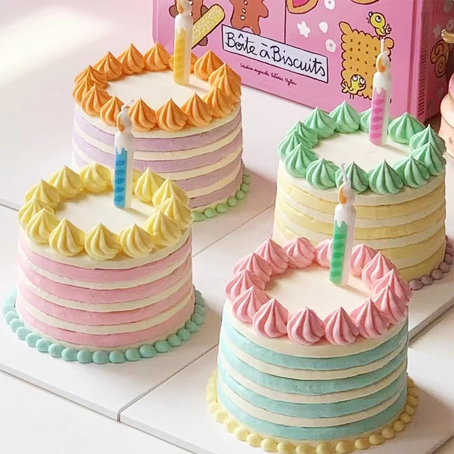 

Colored Stripe Flame Happy Birthday Candle Children's First Year Party Cake Decoration Netizens Retro Cake Colored Candle