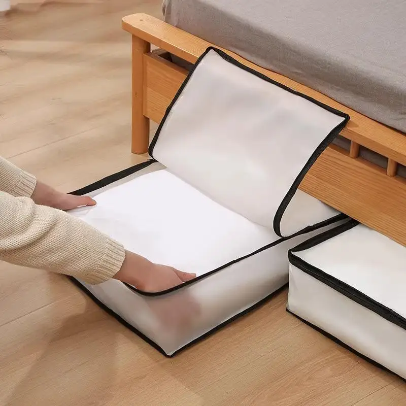 Foldable Underbed Storage Bag Dustproof Sturdy Cloth Organizer for Bedding Quilts Seasonal Clothes Home Organization