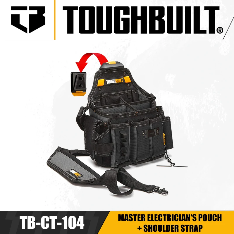 

TOUGHBUILT TB-CT-104 Master Electrician's Pouch + Shoulder Strap Electrician's Waist Pack Organizer Bag Tool Accessories