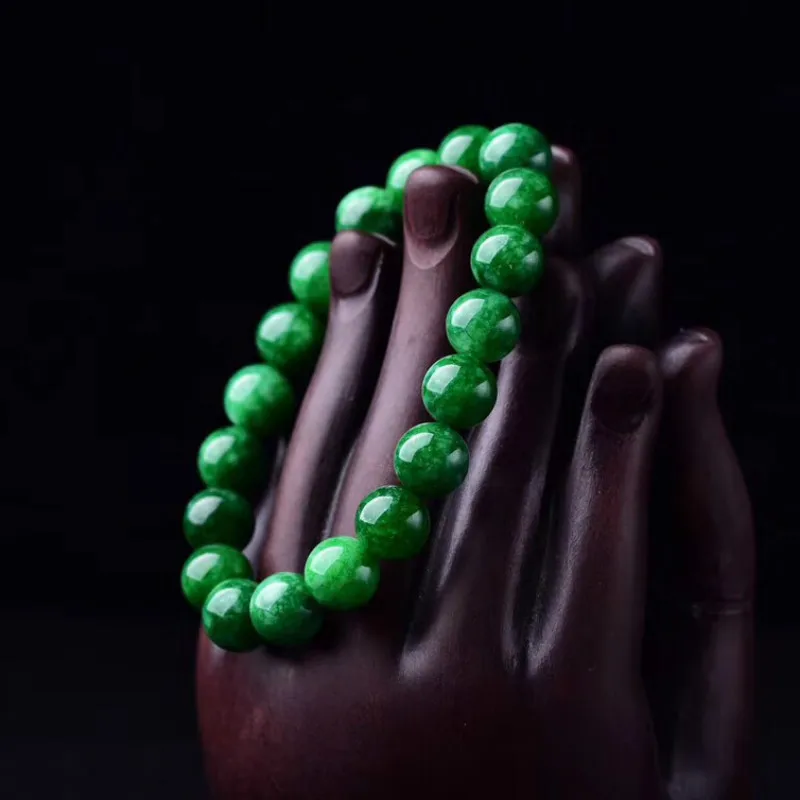 Natural Green Jade Elastic Bracelet Men Women Healing Jewelry Genuine Emerald Jades Stone Beads Beaded Bangle Amulet Bracelets