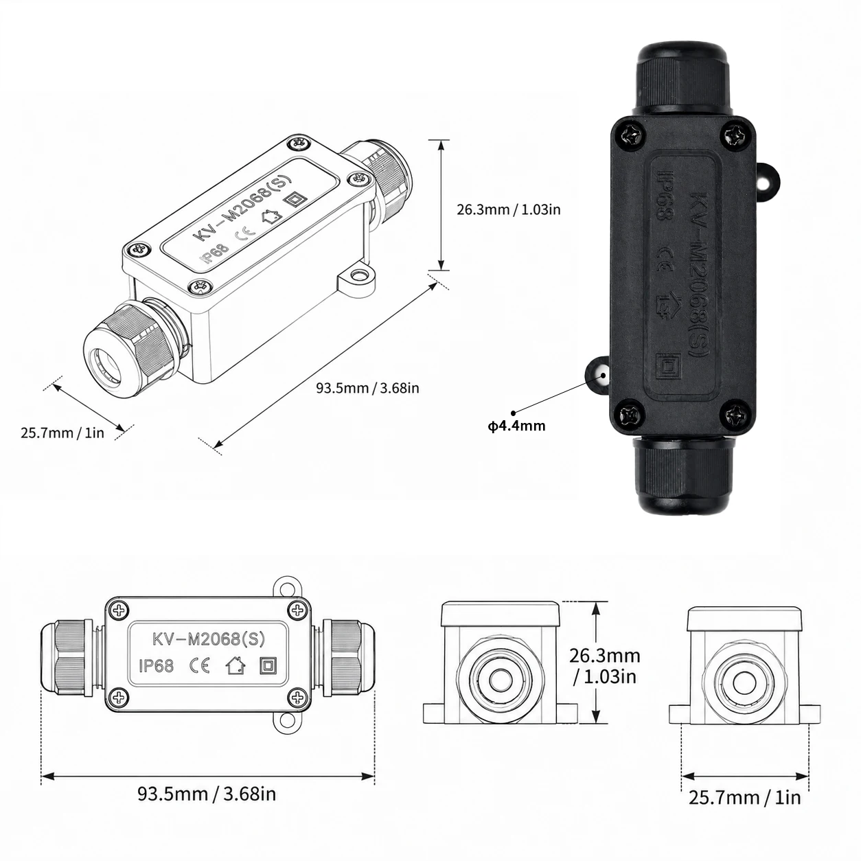 IP68 Wasserdichte Anschlussdose 2-Wege Elektrischer Kabelverbinder 1/2/3-polige Hebelklemme 5-8mm für Außenbeleuchtung Kabelverbindung – Detail 2