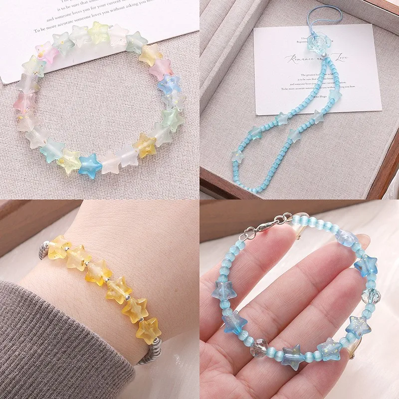 10 mm, 152/302 Stück, blaue und violette Pentagramme zum Selbermachen, können zur Herstellung von Armbändern, Halsketten und anderem Schmuck verwendet werden. – Detail 3