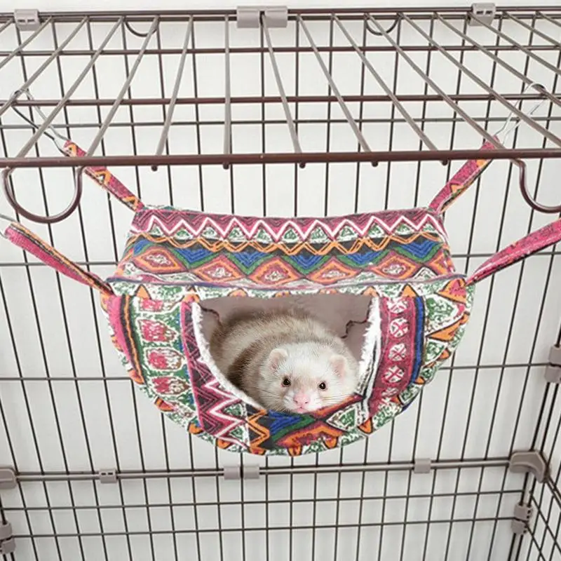 أرجوحة النمس الدافئة أرجوحة خنزير غينيا للحيوانات الأليفة اللعب والراحة قفص سرير الحيوانات الصغيرة لببغاء شينشيلا السكر شراعية النمس