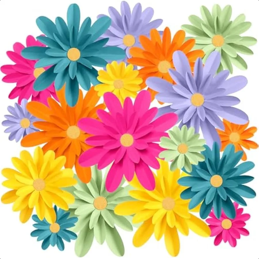 

18 Pcs Paper Flowers Decorations for Wall DIY Flower Bulletin Board 3D Fiesta Paper Floral Backdrop Decoration for Photo Backdr