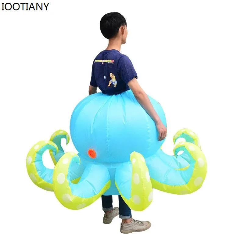 Disfraz inflable de Animal para hombre y mujer, accesorios de actuación de pulpo, traje de soplado de aire de tiburón, mascota inflable de Halloween, traje de fiesta de escenario