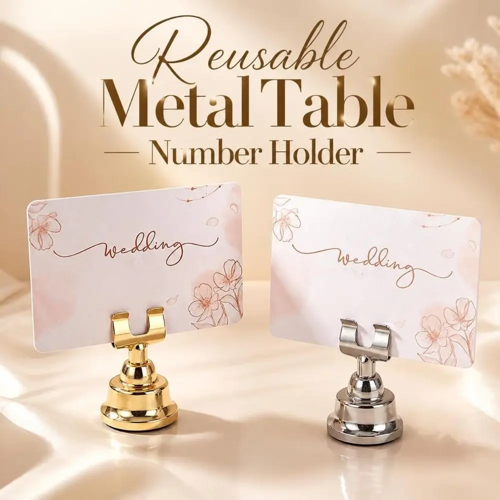 Elegant Metallic Table Number Holder Reusable Mini Place Card Holder U‑shaped Stable Menu Card Stand Wedding Banquet