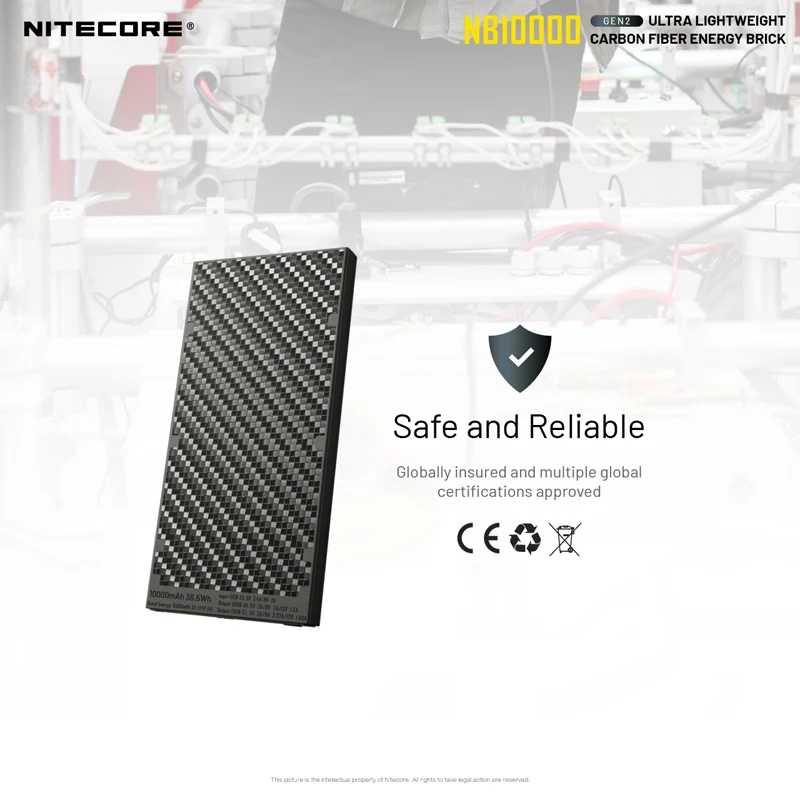 Carbon Fiber Nitecore NB10000 GEN2 Ultra Lichtgewicht Mobiele Lader Usb/USB-C Pd + Qc 3.0 Quick-Charge Power bank 10000Mah