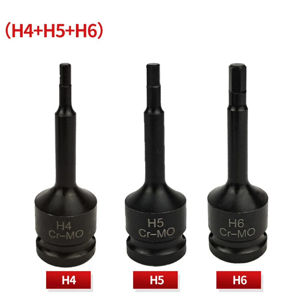 

3pcs 80mm Length 12.5mm Drive Socket Adapter Hex Head Air Impacts Wrench H4-H10 Can Also Be Used Withhand Tools, Such AsDafei