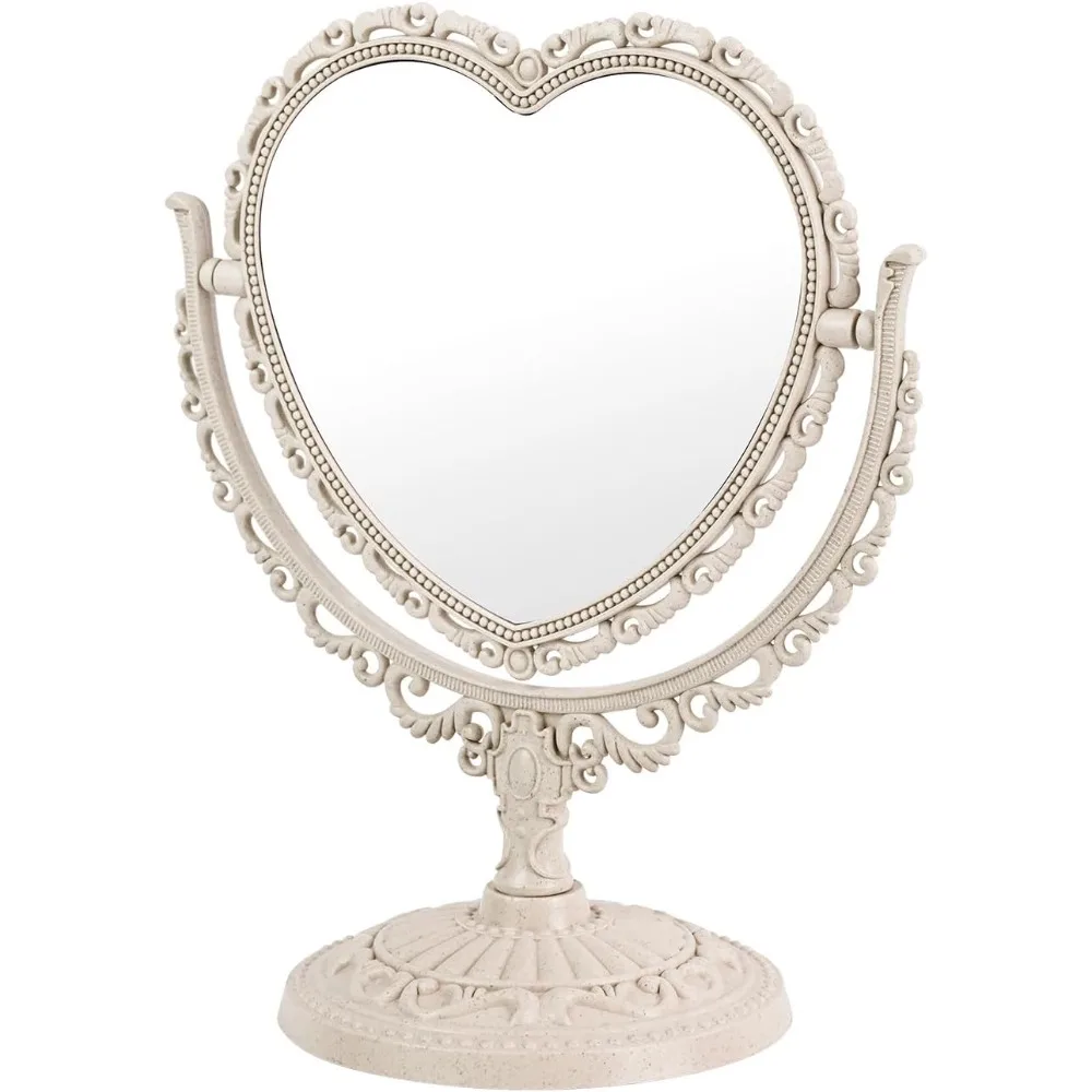 

Desk Mirror, Heart Shaped Cute Vanity Princess, Double-Sided Rotatable Table, Downtown Girl Room Coquette Decor, Makeup Mirror