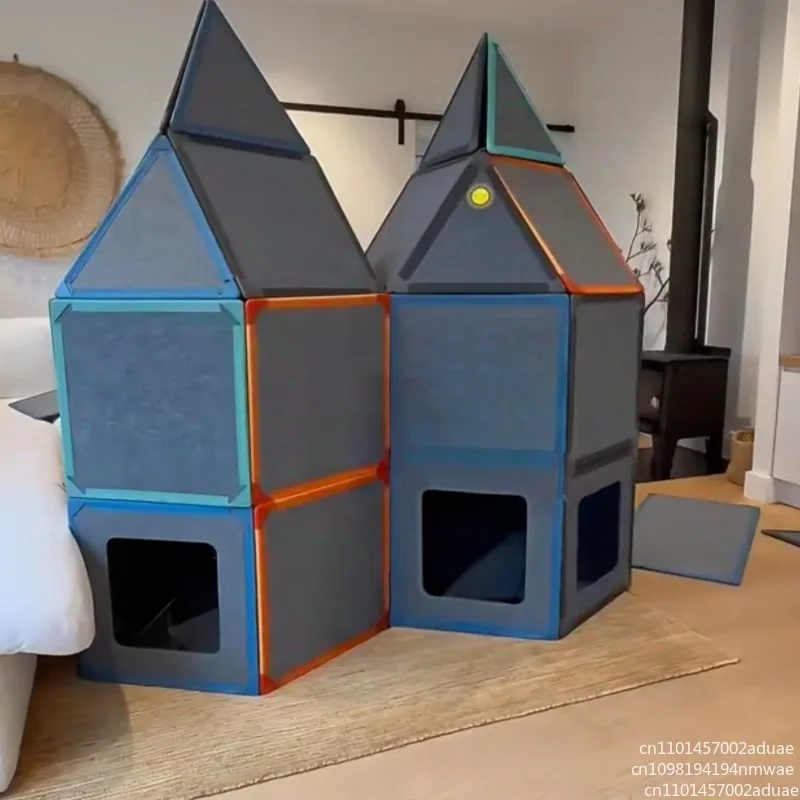 Magnetic Panel Playhouse Large Set with Built-In Magnets for Construction Toys and Tent Toys