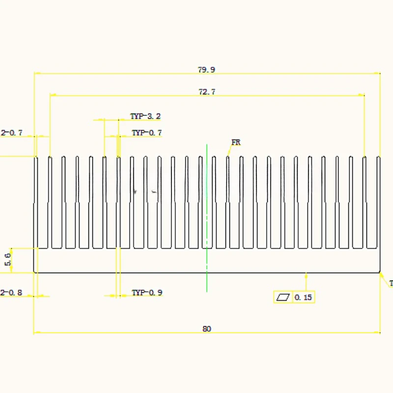 

Aluminum profile radiator with dense fins, high-power amplifier heatsink, customizable processing 80×27×100MM
