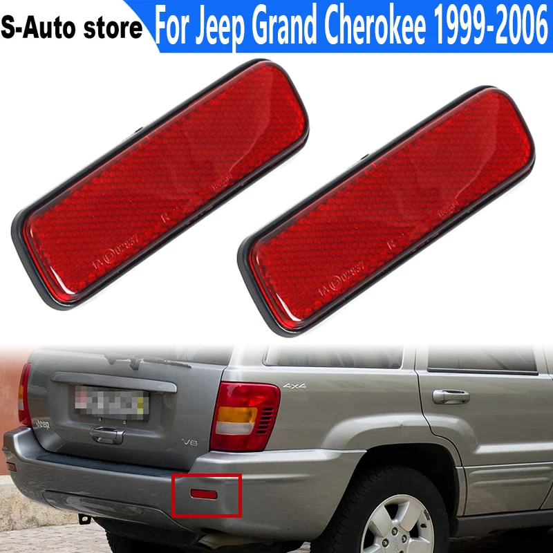 Odbłyśnik tylnego zderzaka pasuje do Jeep Grand Cherokee 1999-2005 2006 Odbłyśnik tylnego zderzaka samochodowego wskaźnik światła hamowania