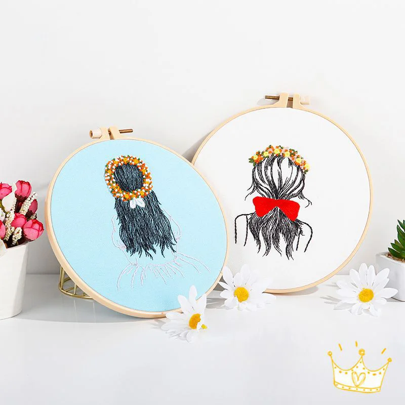 Łatwy szkic dziewczyna DIY zestaw do haftowania robótki dla początkujących Cross Stitch zestaw startowy Handmade krawiectwo prezent artystyczny hurt