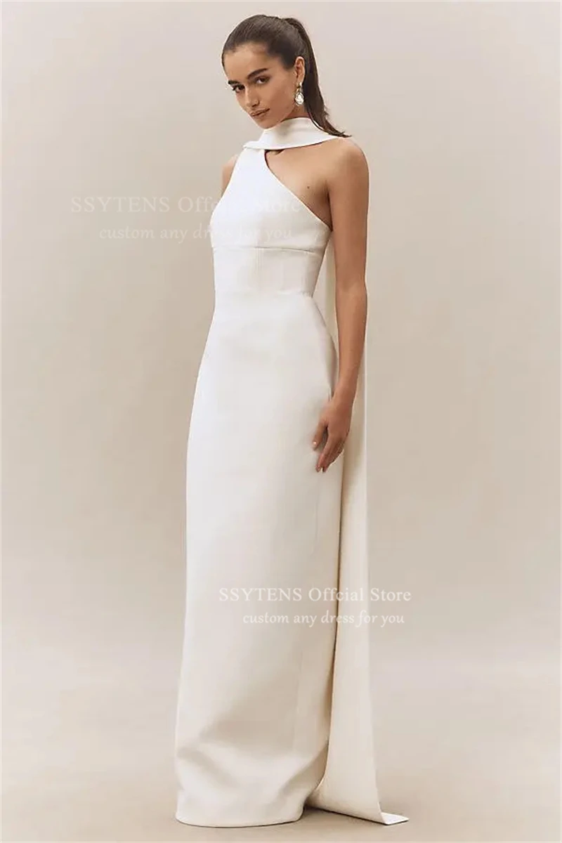 SSYTENS Abiti da sposa semplici a sirena Abito da sposa bianco di alta qualità Abito da sposa sexy senza schienale in raso Abito da sposa personalizzato