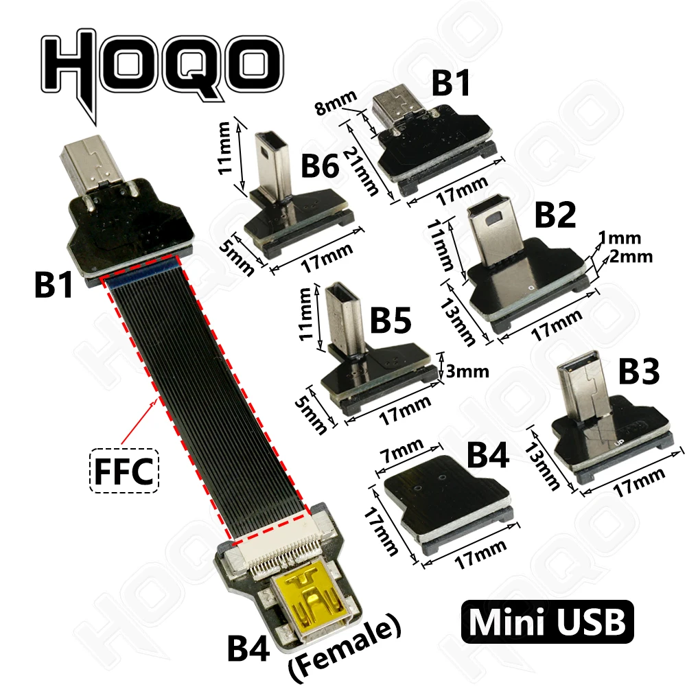 FFC Mini Micro Type-C USB Extension Ribbon Cable 90 FPV Slim Flat Soft flexible FPC charge FPV Brushless Handheld Gimbal monitor