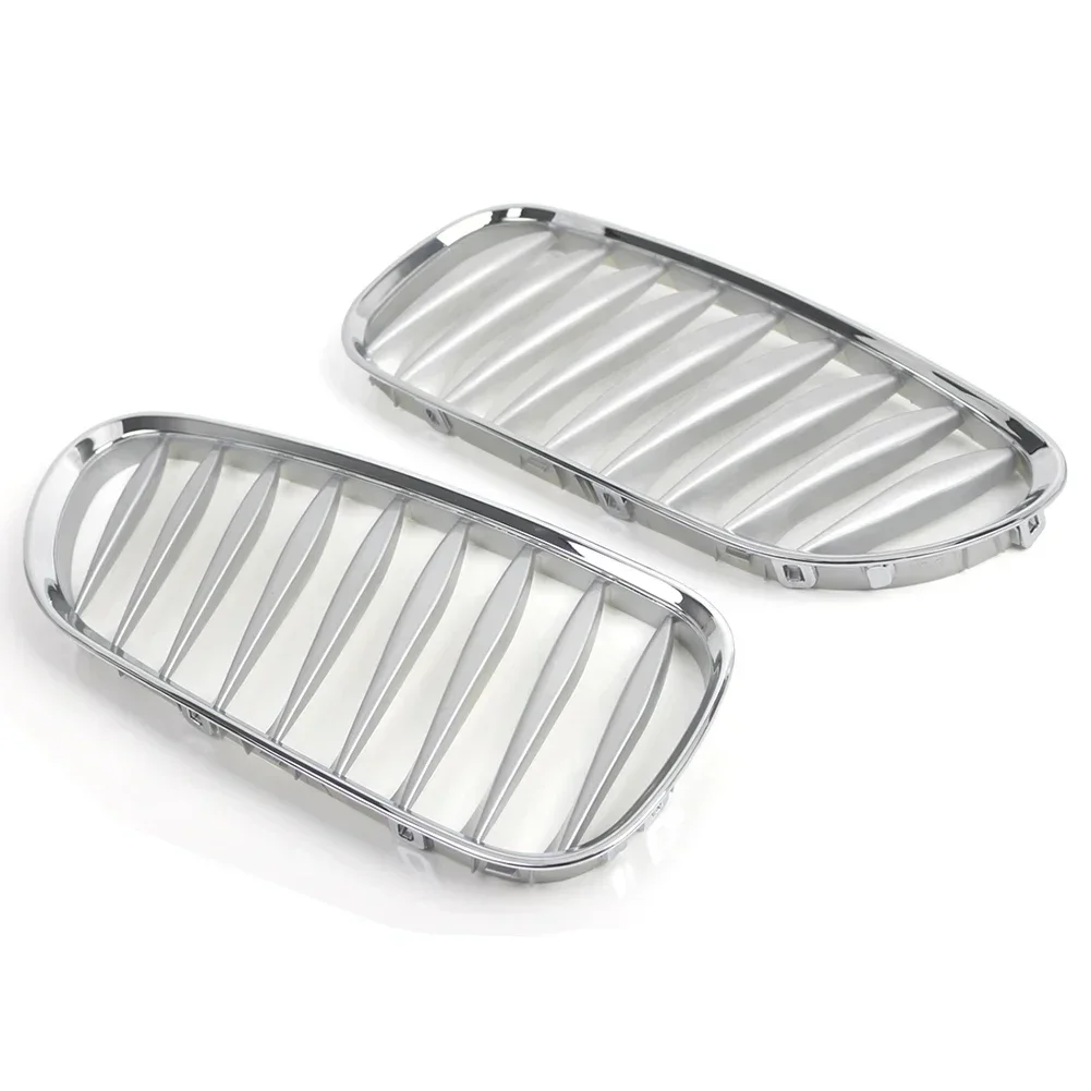 2pcs For BMW Z4 E85 2003 2004 2005 2006 2007 2008 Coupe Convertible Silver Plating Front Kidney Grilles